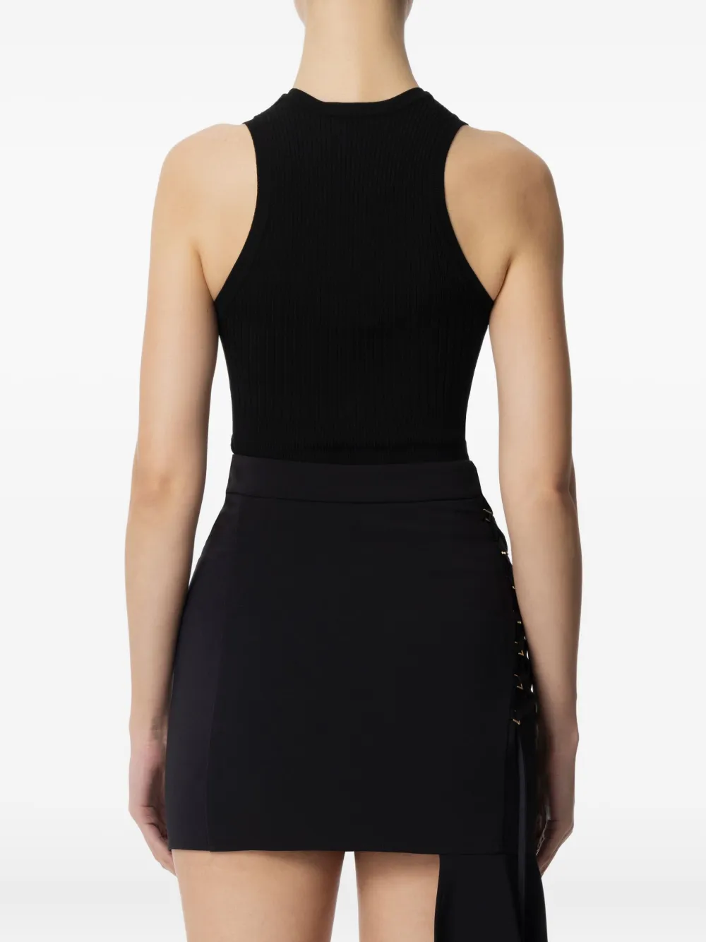 Elisabetta Franchi ribbed v-neck top Zwart