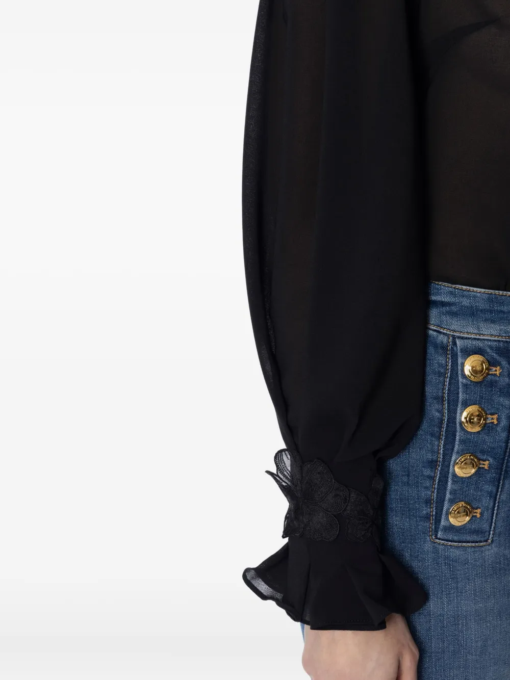 Elisabetta Franchi ruffled-collar blouse Zwart