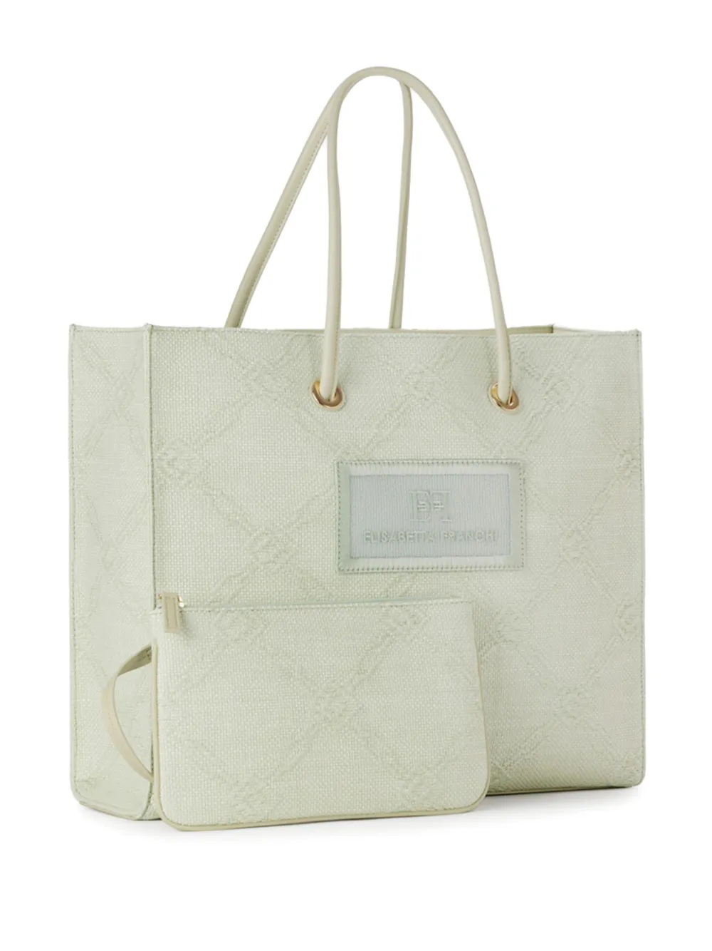 Elisabetta Franchi textured logo tote bag Groen
