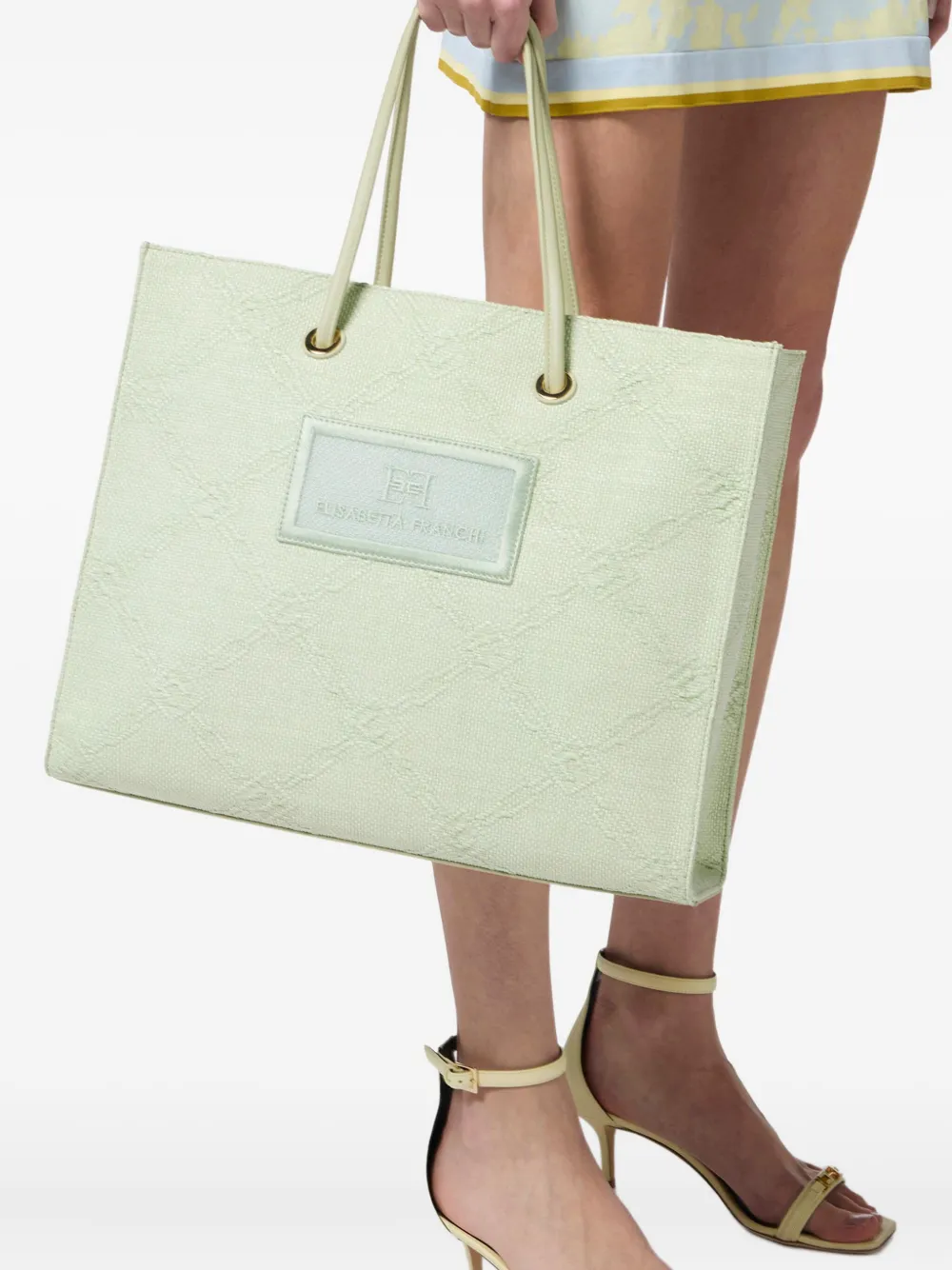 Elisabetta Franchi textured logo tote bag Groen