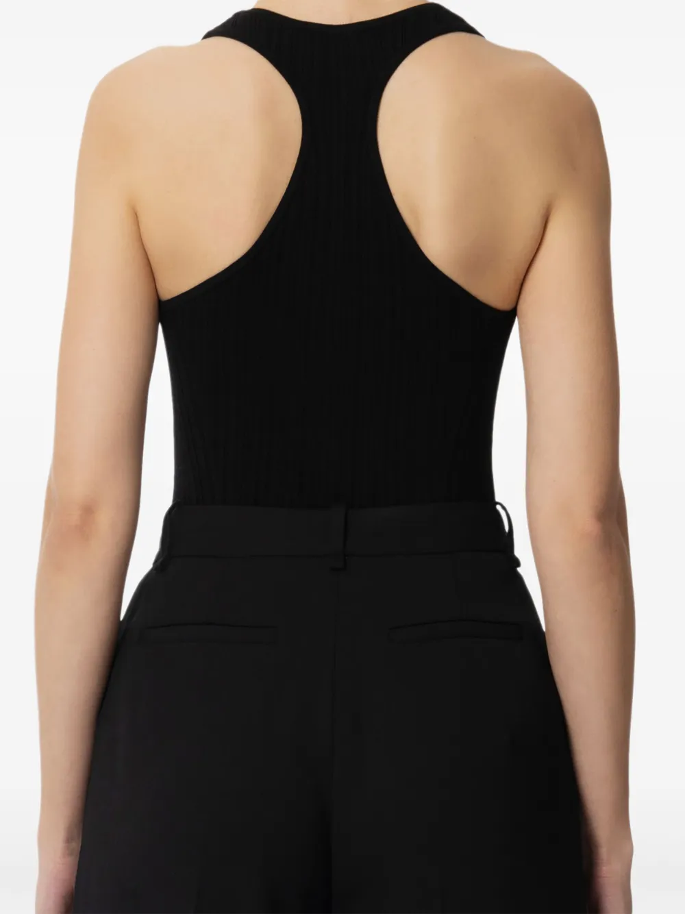 Elisabetta Franchi ribbed flower-embellished top Zwart