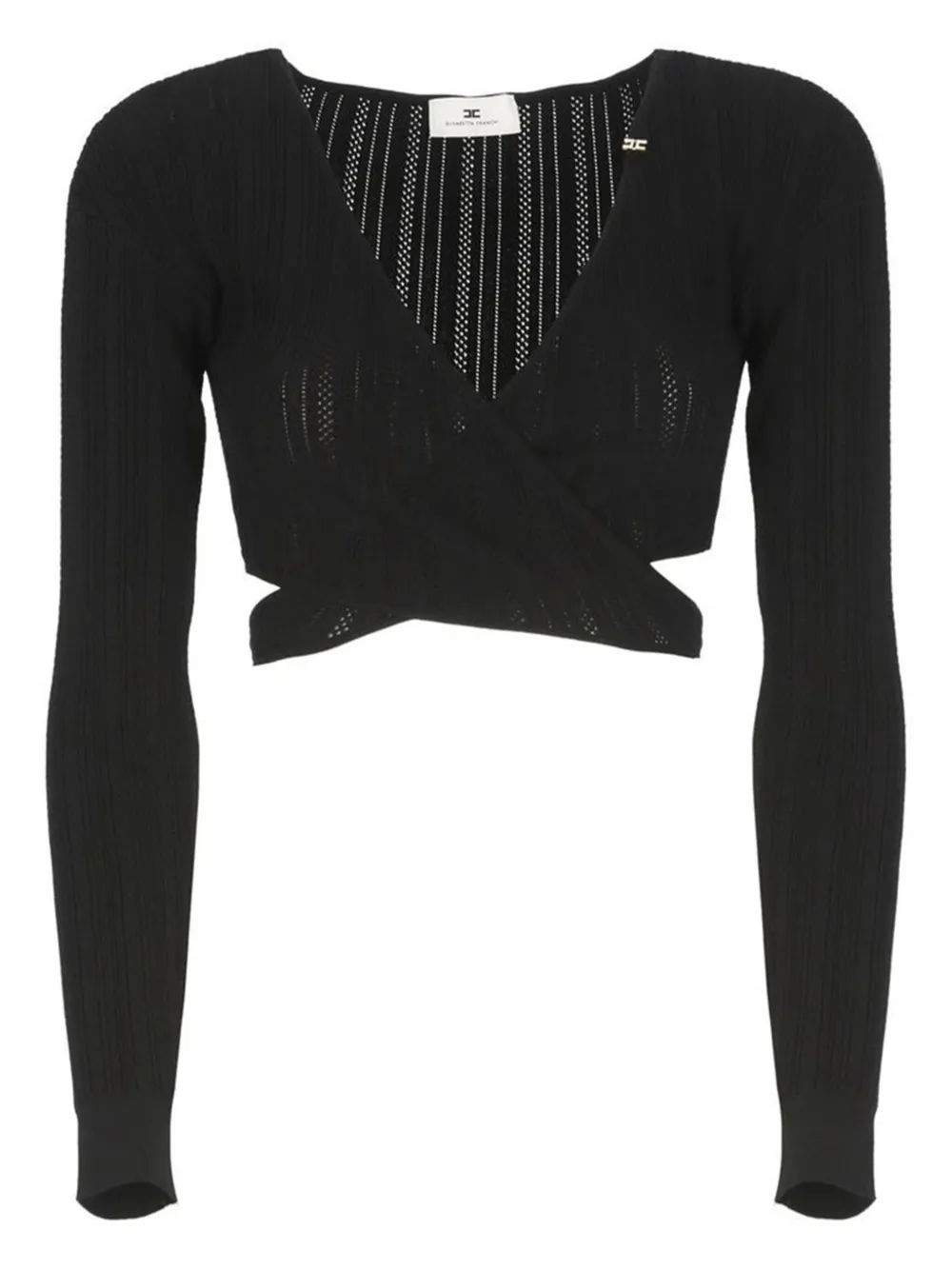 Elisabetta Franchi wrap-style ribbed top Zwart