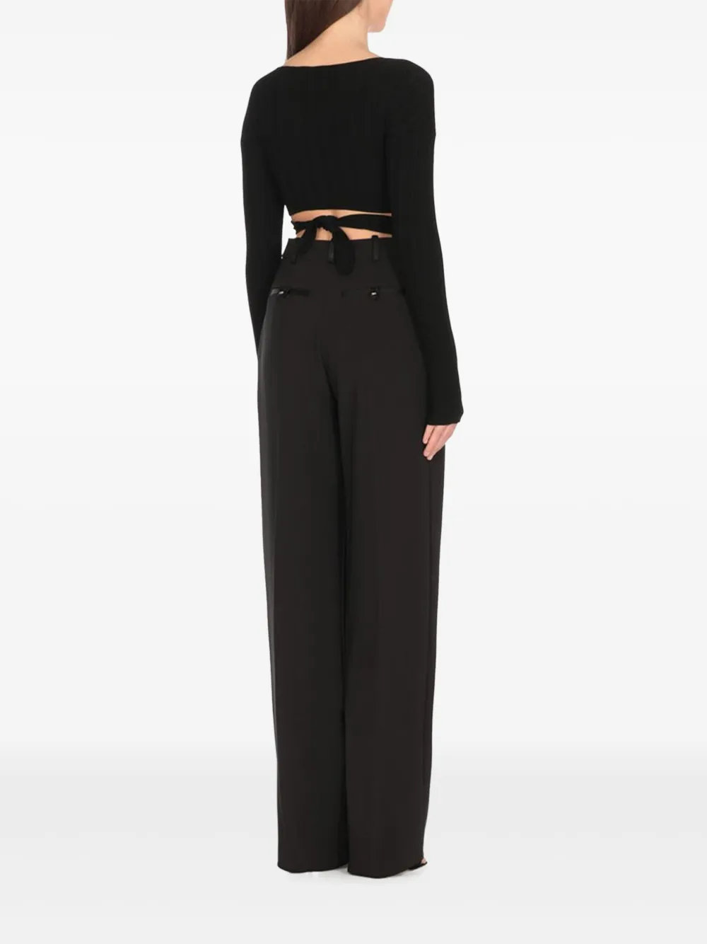 Elisabetta Franchi wrap-style ribbed top Zwart