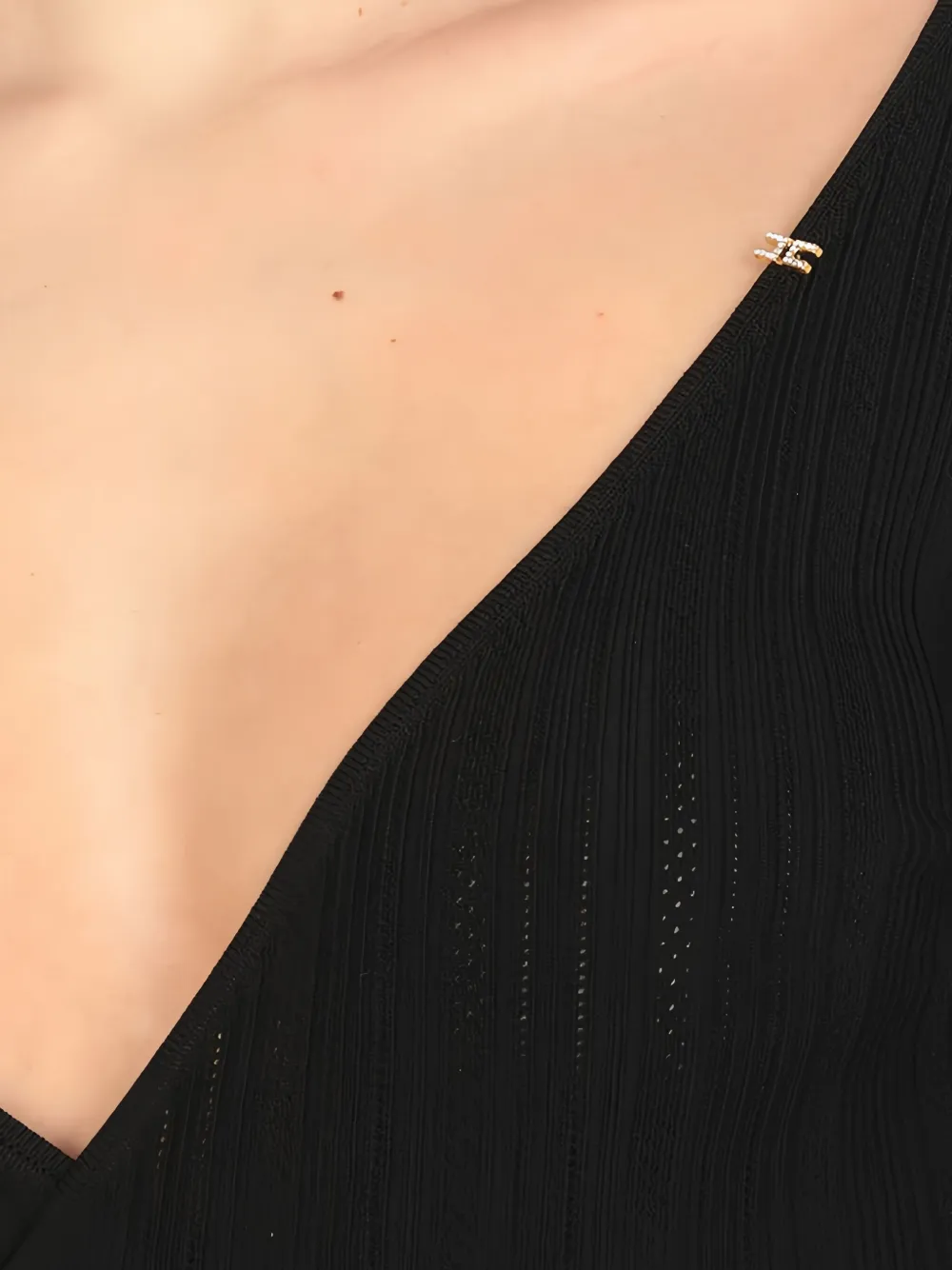 Elisabetta Franchi wrap-style ribbed top Zwart