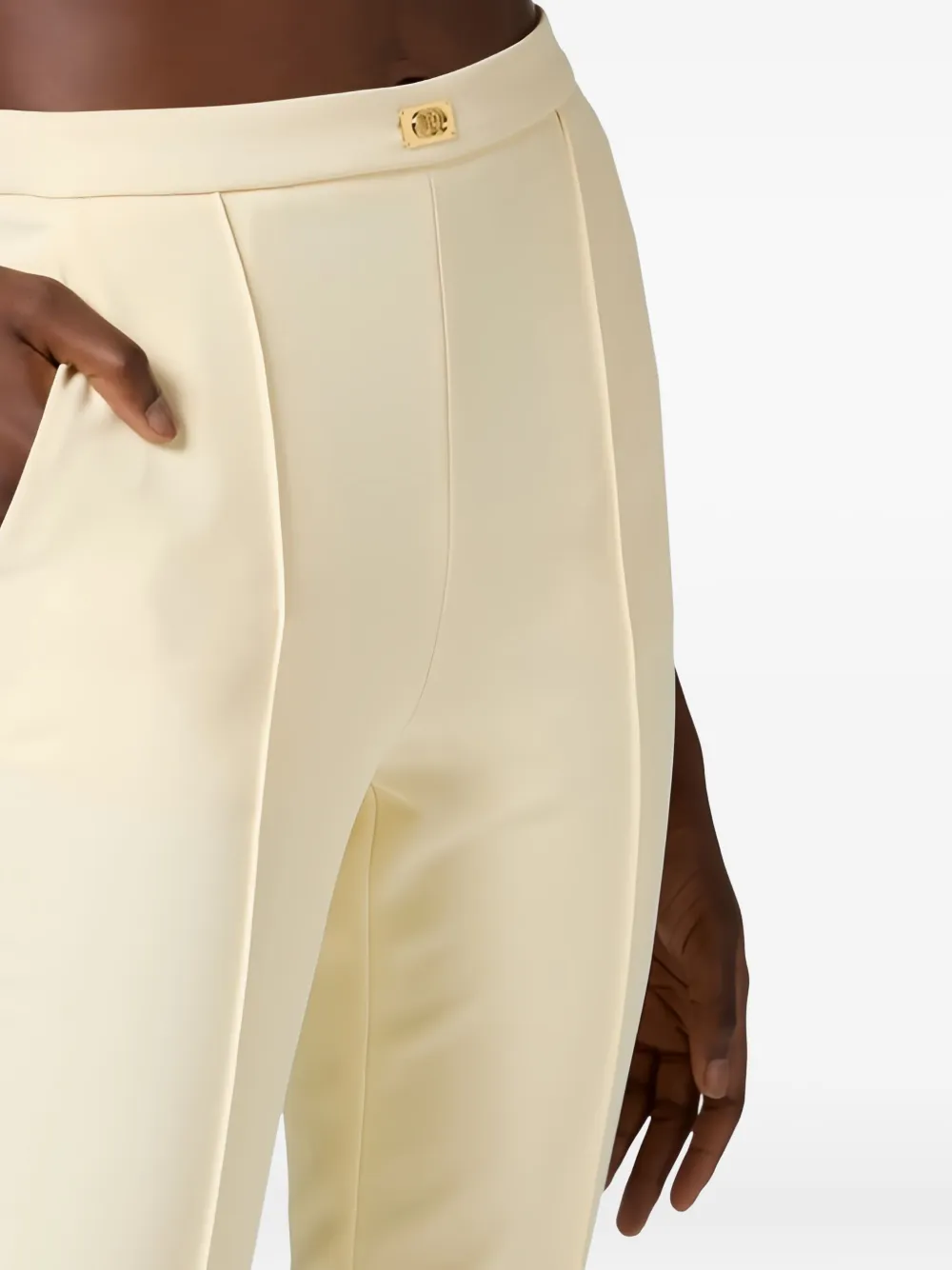 Elisabetta Franchi logo-plaque trousers Geel