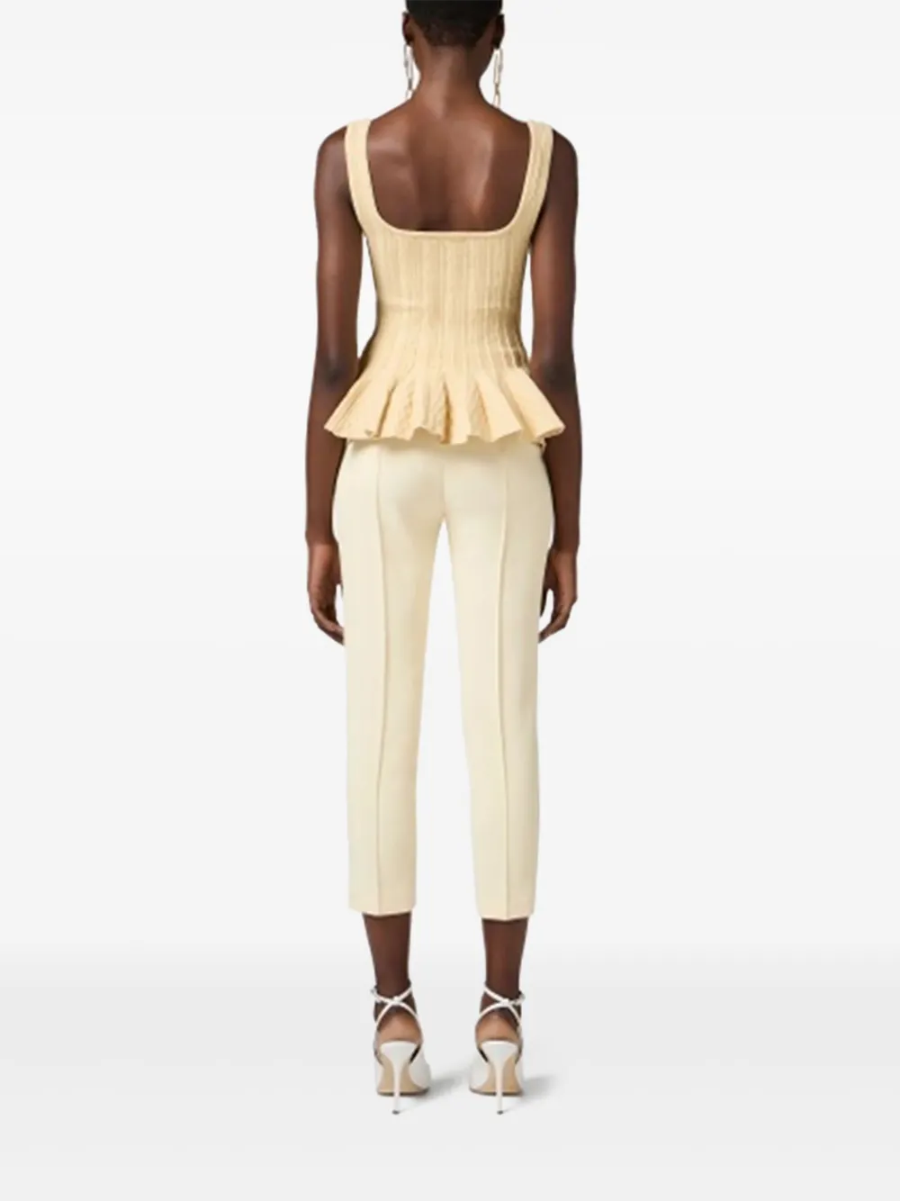 Elisabetta Franchi logo-plaque trousers Geel