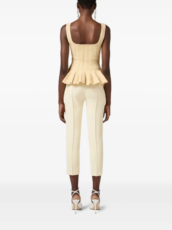 ELISABETTA FRANCHI●ロゴ入ゴールドプレート付ストレートパンツ Elisabetta Franchi ロゴプレート パンツ | イエロー | FARFETCH JP