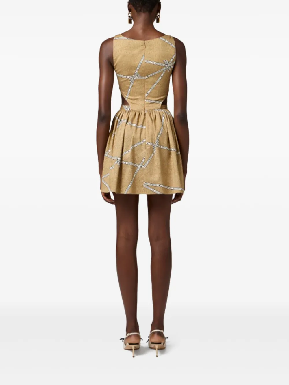 Elisabetta Franchi printed cut-out mini dress Beige