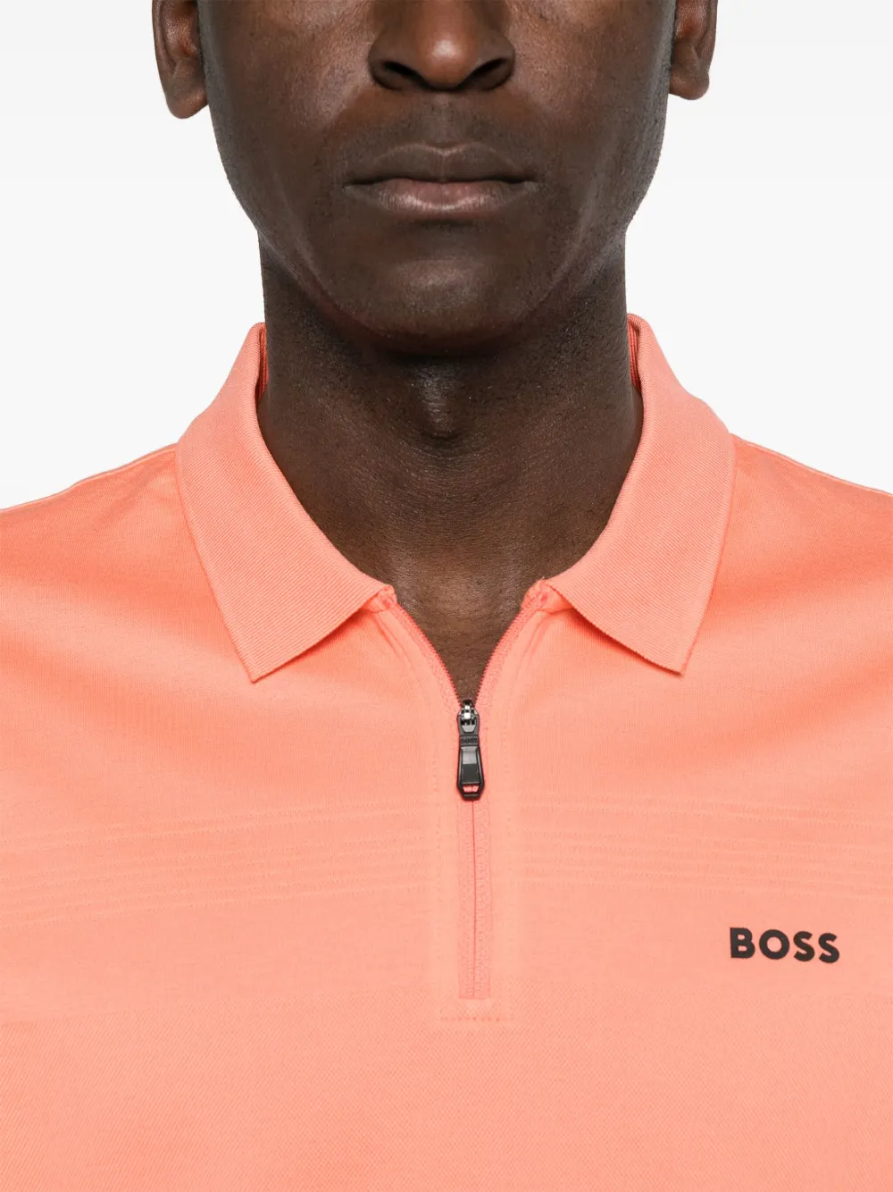 BOSS Poloshirt met halve rits Oranje