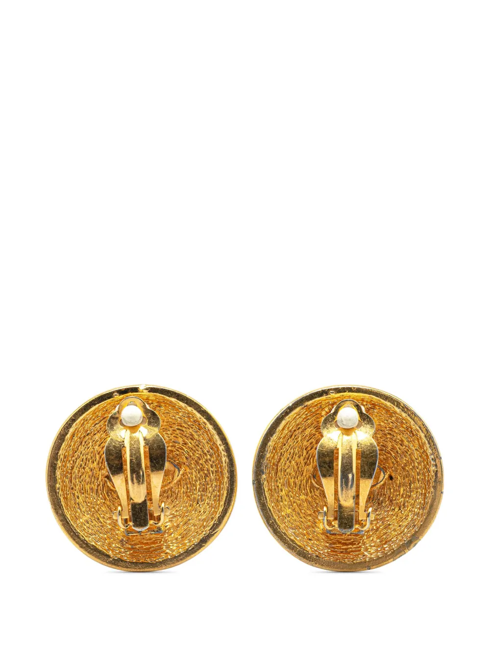 CHANEL Pre-Owned 1970-1980 Gold Plated CC Quilted Clip On Earrings costume earrings | Image 2