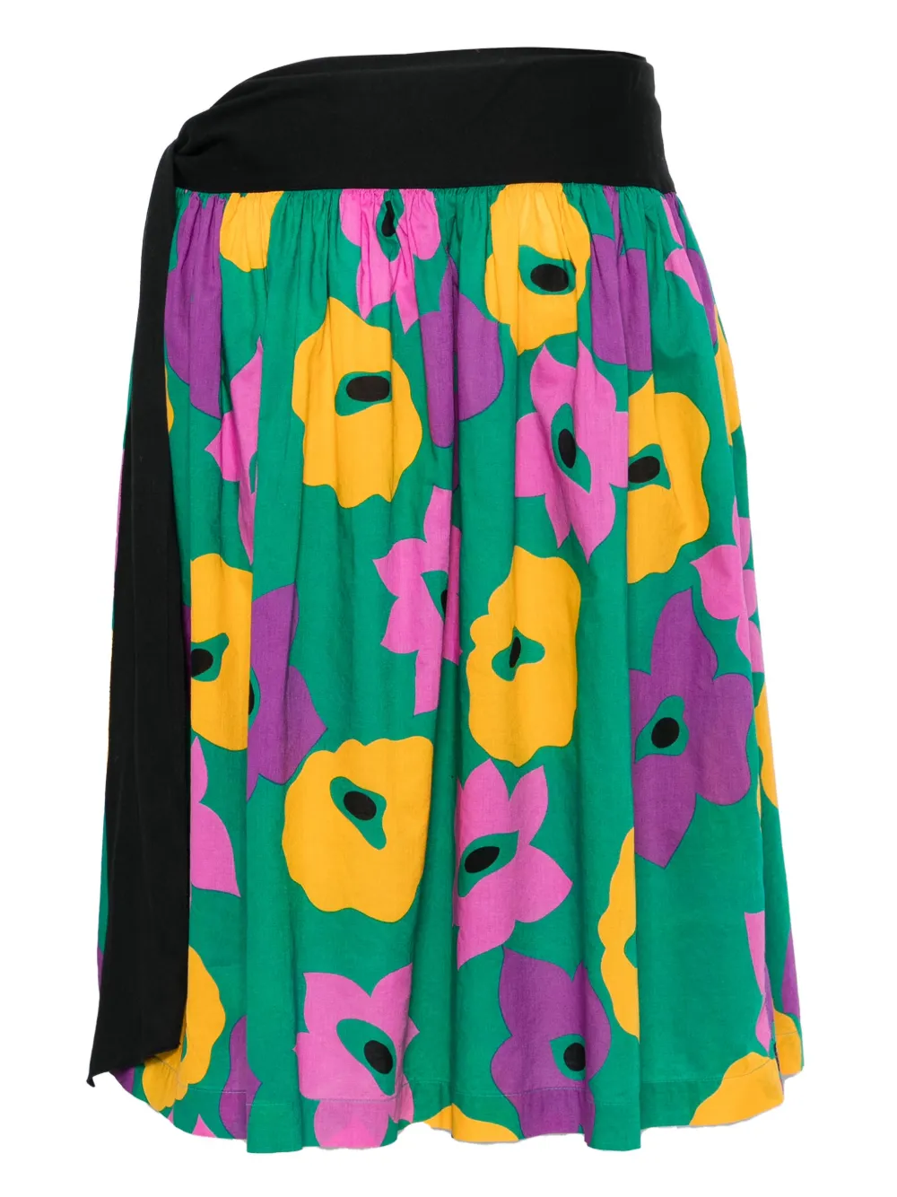 Saint Laurent Pre-Owned 1970s midi-rok met bloemenprint - Zwart