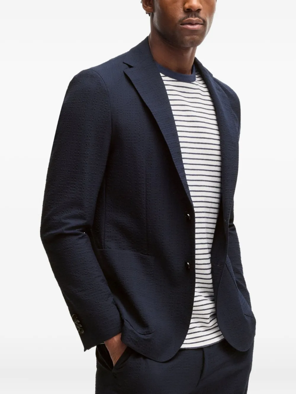 BOSS Blazer met enkele rij knopen Blauw