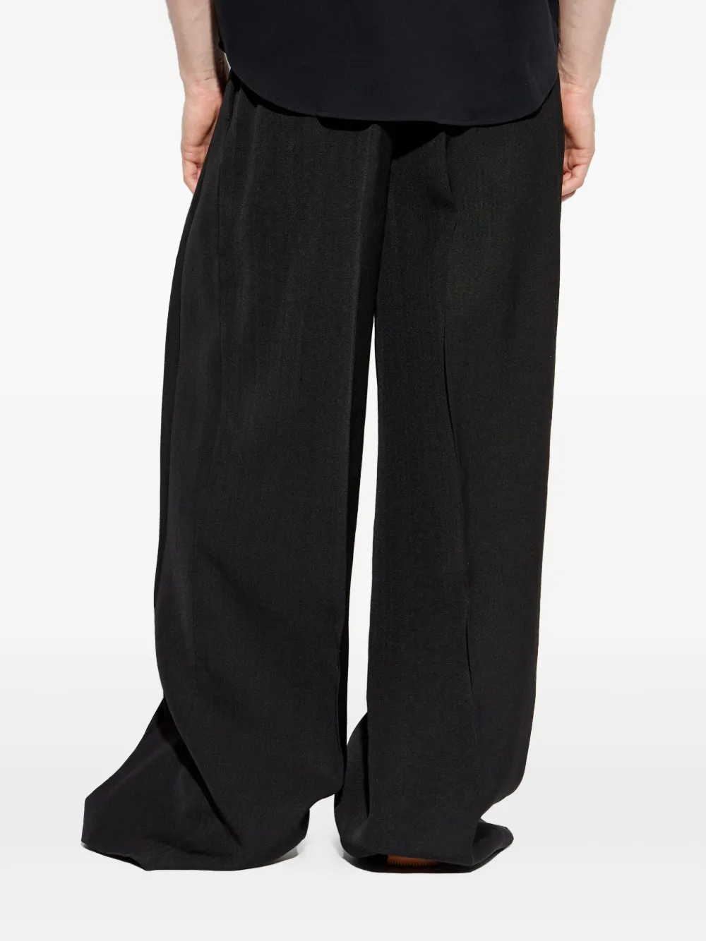 Jil Sander Plooibroek met wijde pijpen Zwart