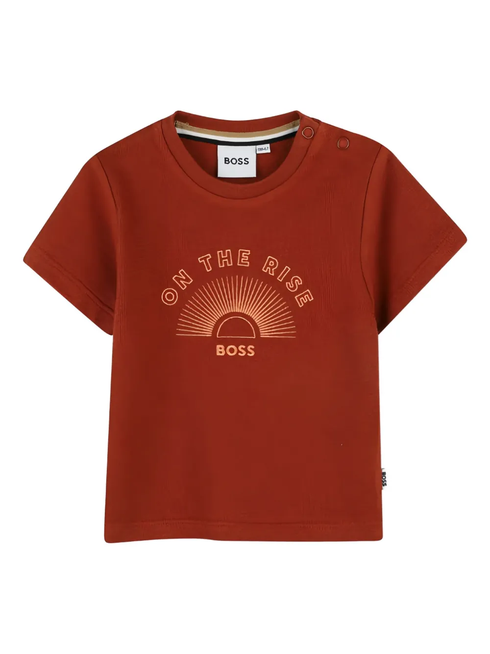 BOSS Kidswear T-shirt met logoprint Bruin