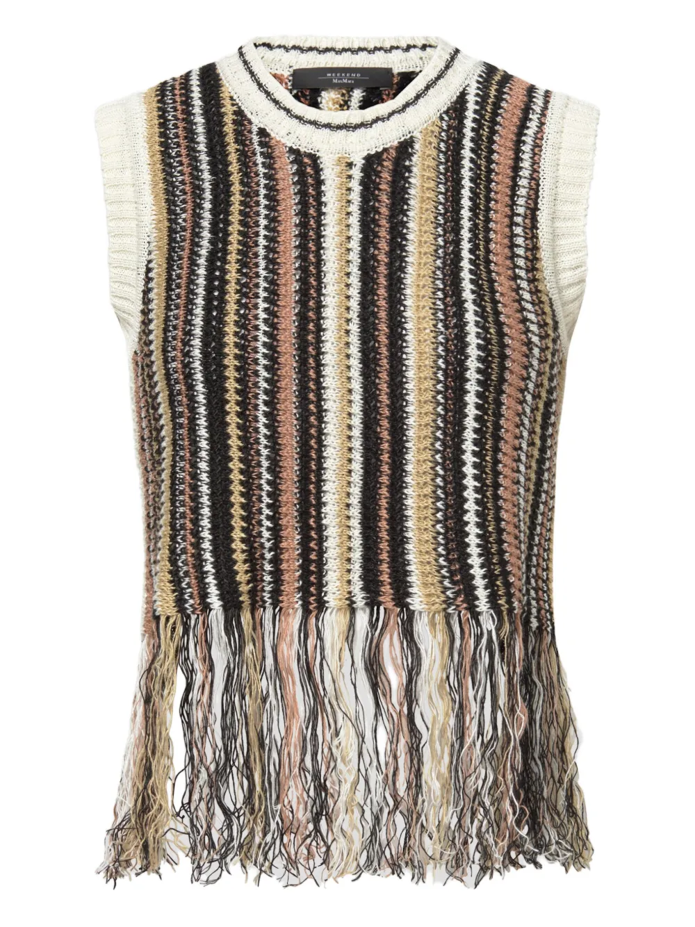 Weekend Max Mara fringe-hem knitted top | Brown | Image 1