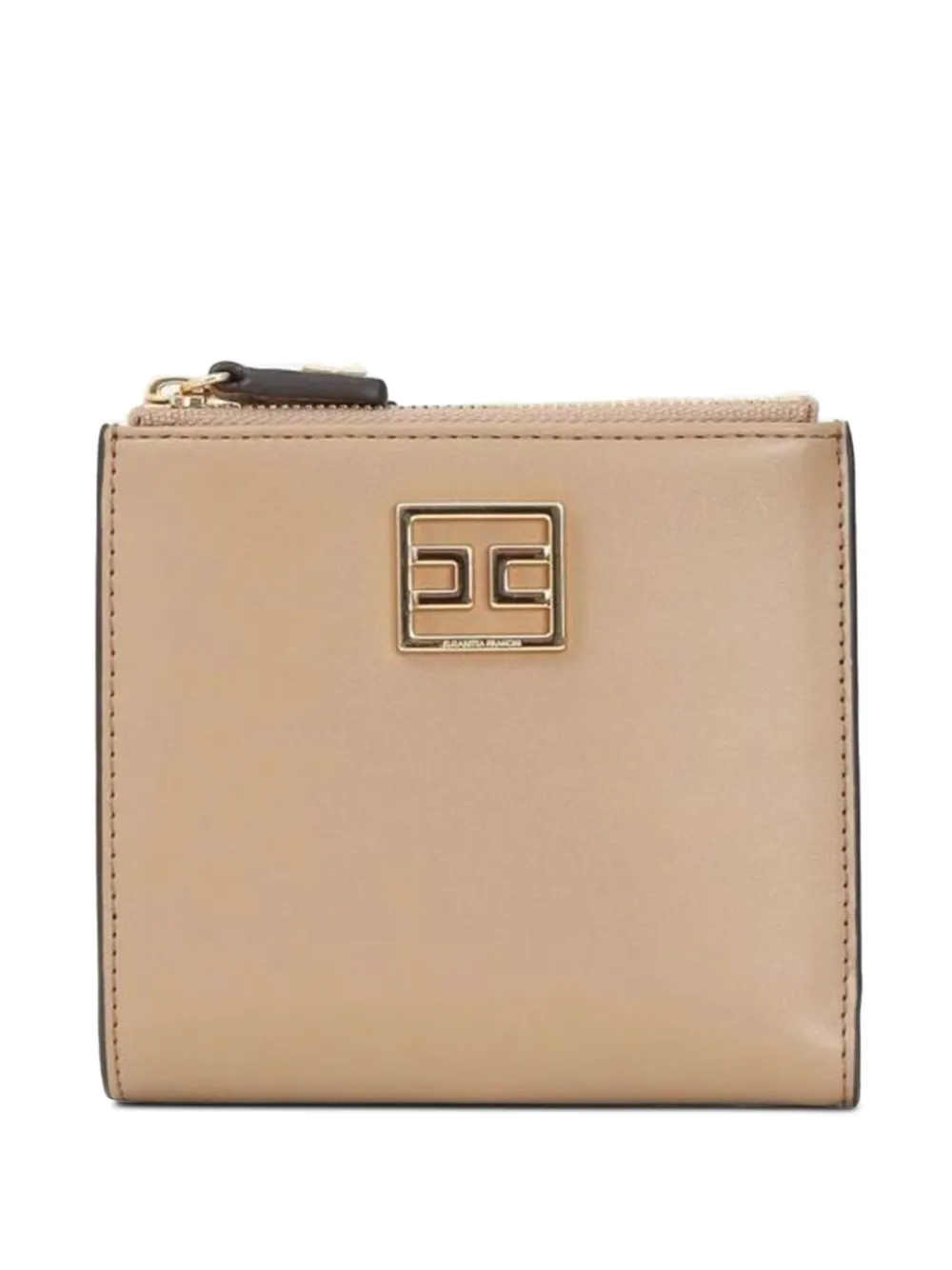 Elisabetta Franchi logo-plaque zipped wallet Beige