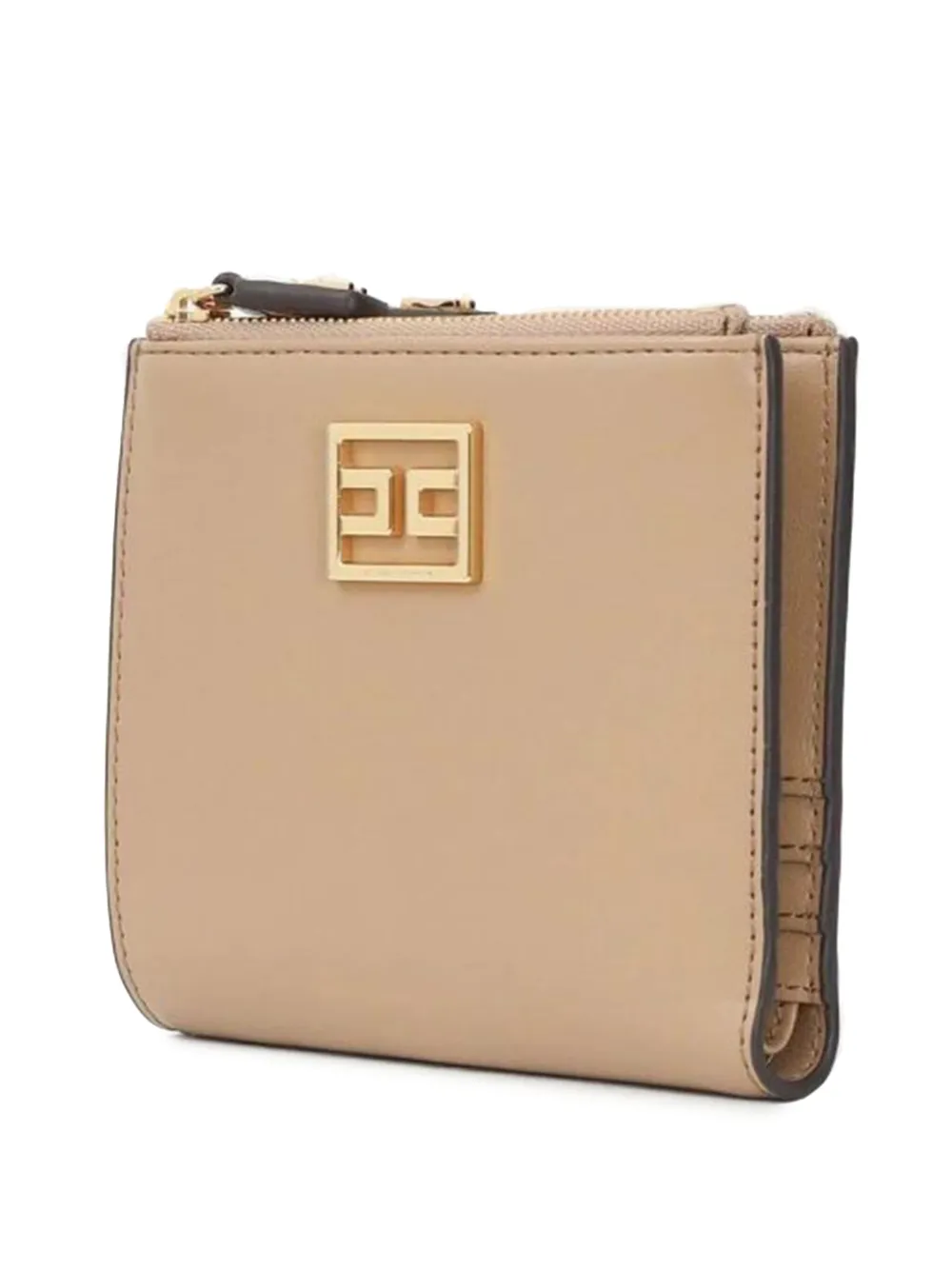 Elisabetta Franchi logo-plaque zipped wallet Beige