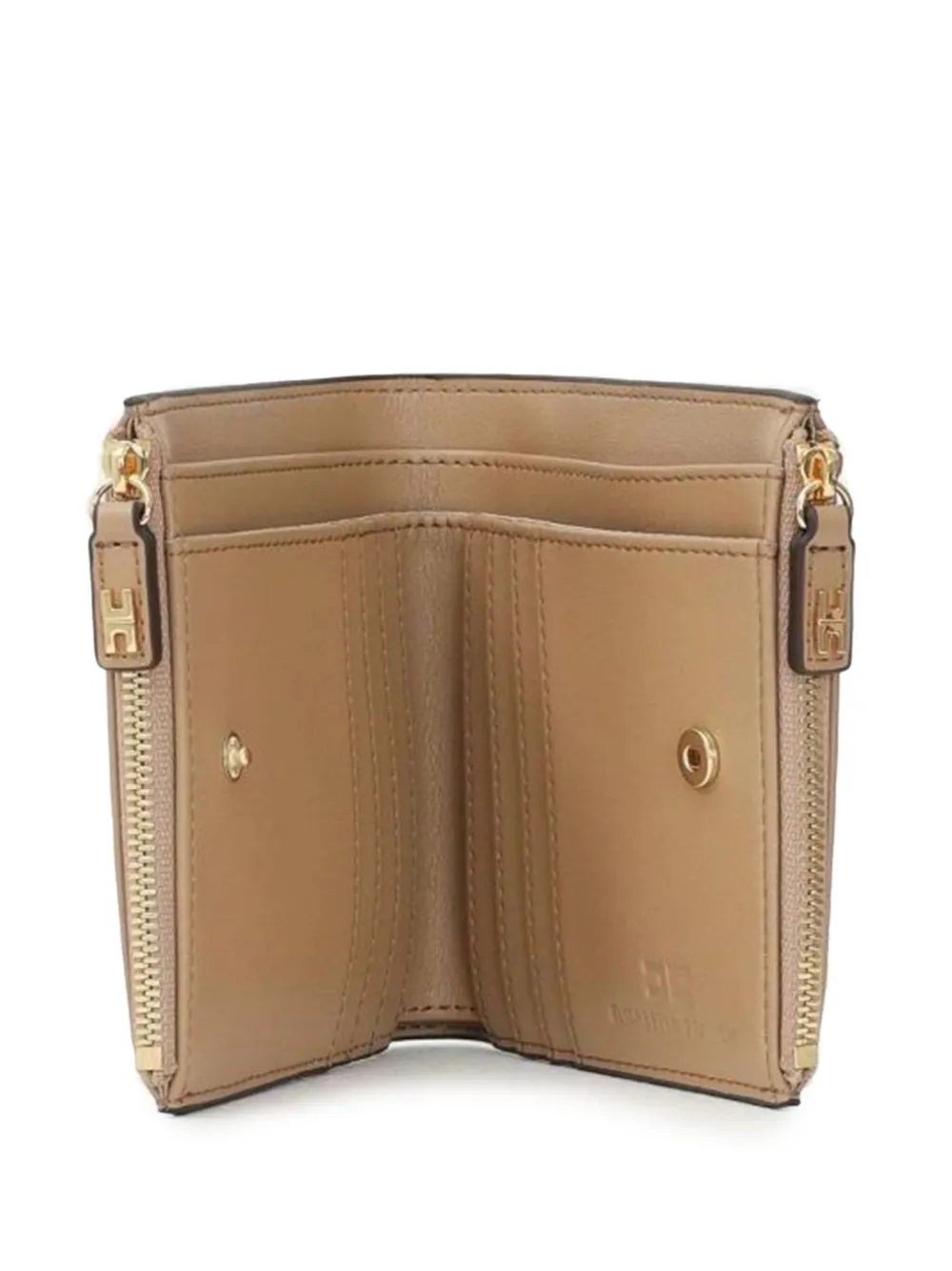 Elisabetta Franchi logo-plaque zipped wallet Beige