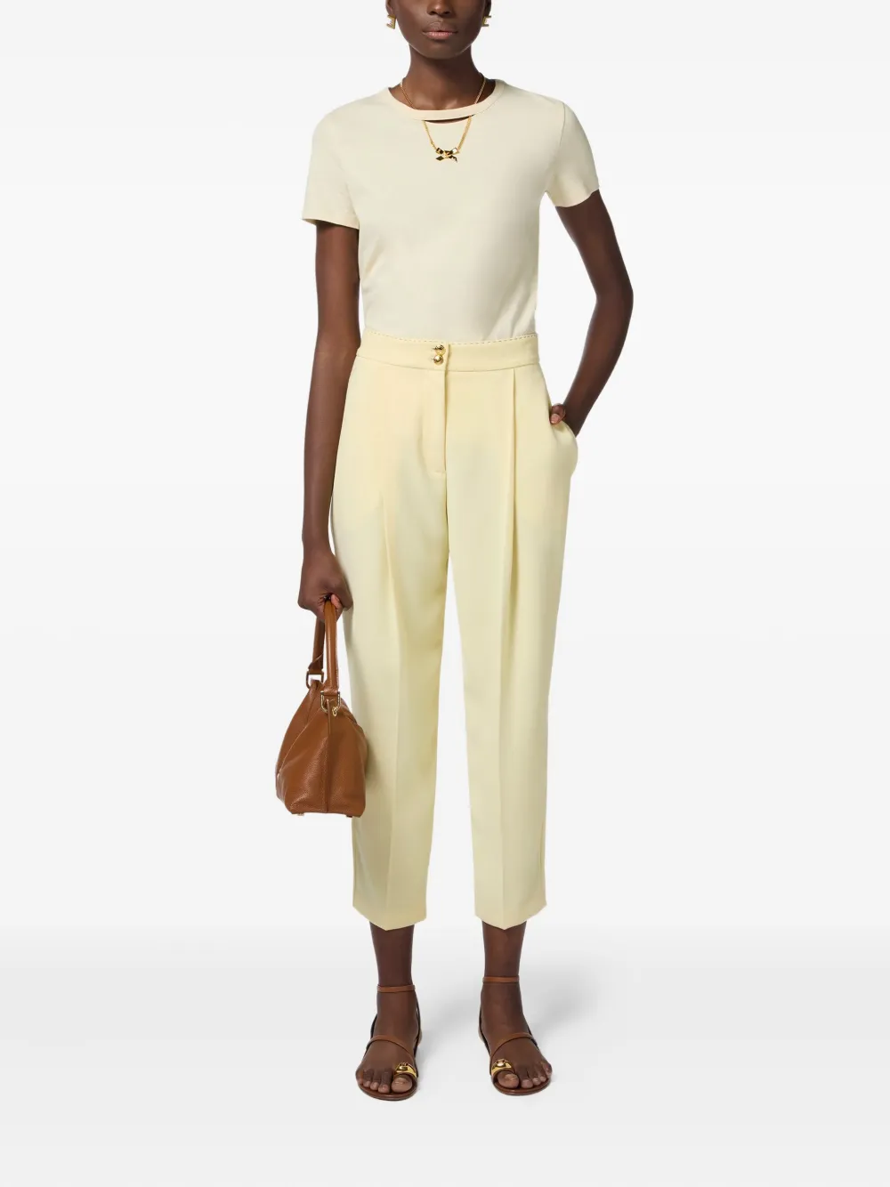 Elisabetta Franchi pleat-detailed trousers Beige
