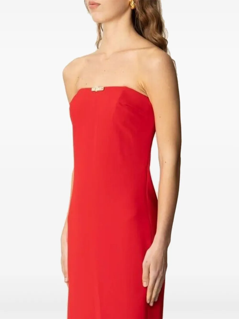 Elisabetta Franchi Strapless maxi-jurk met split Rood