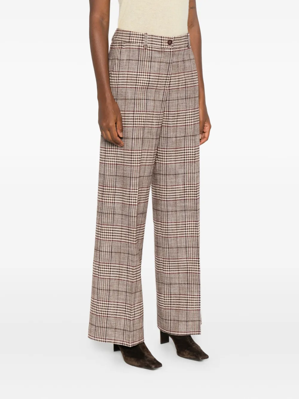 P.a.r.o.s.h Checked Straight-leg Trousers In Brown