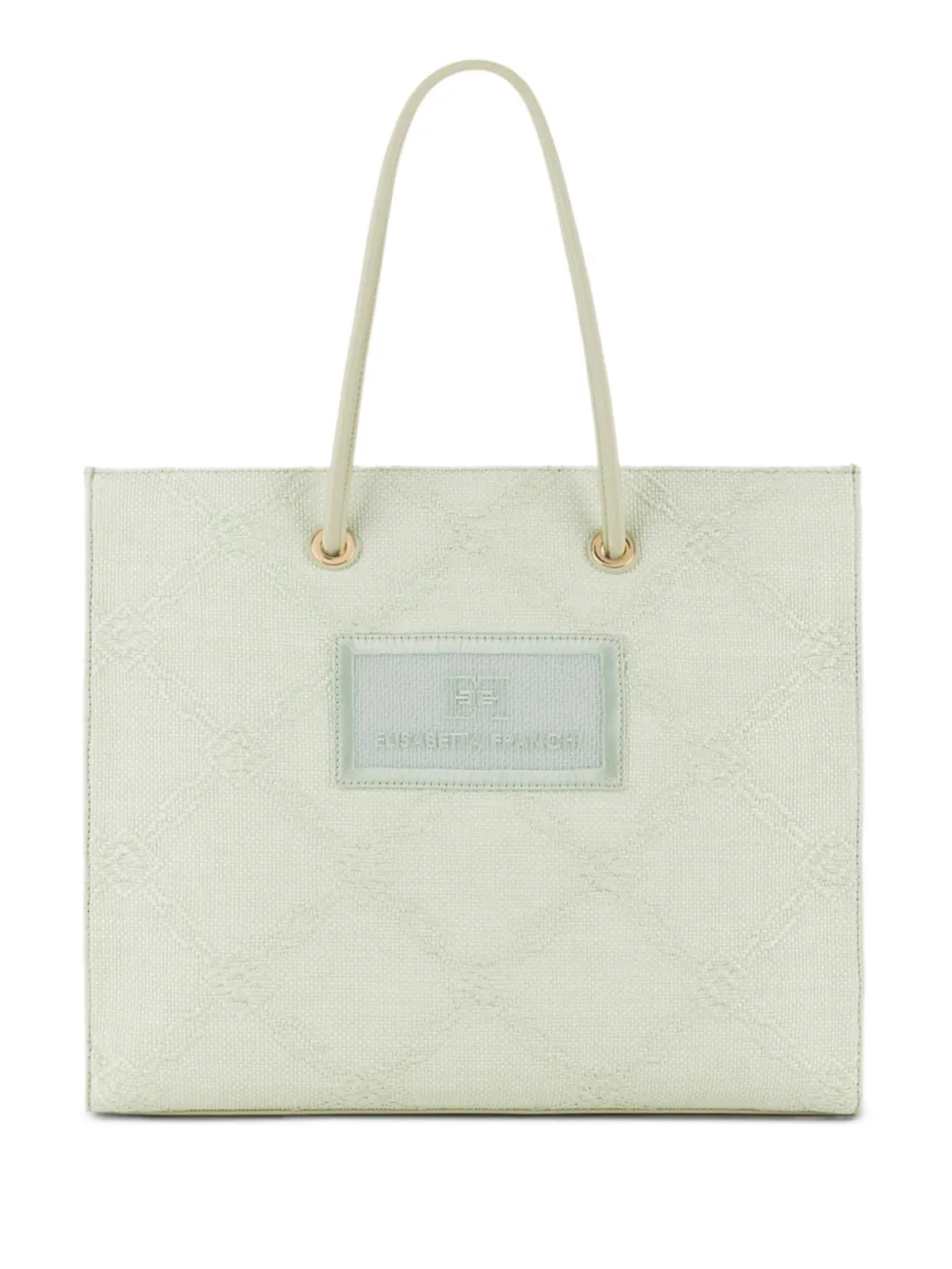 Elisabetta Franchi textured logo-plaque tote bag Groen