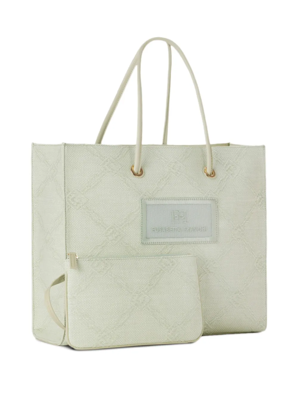 Elisabetta Franchi textured logo-plaque tote bag Groen
