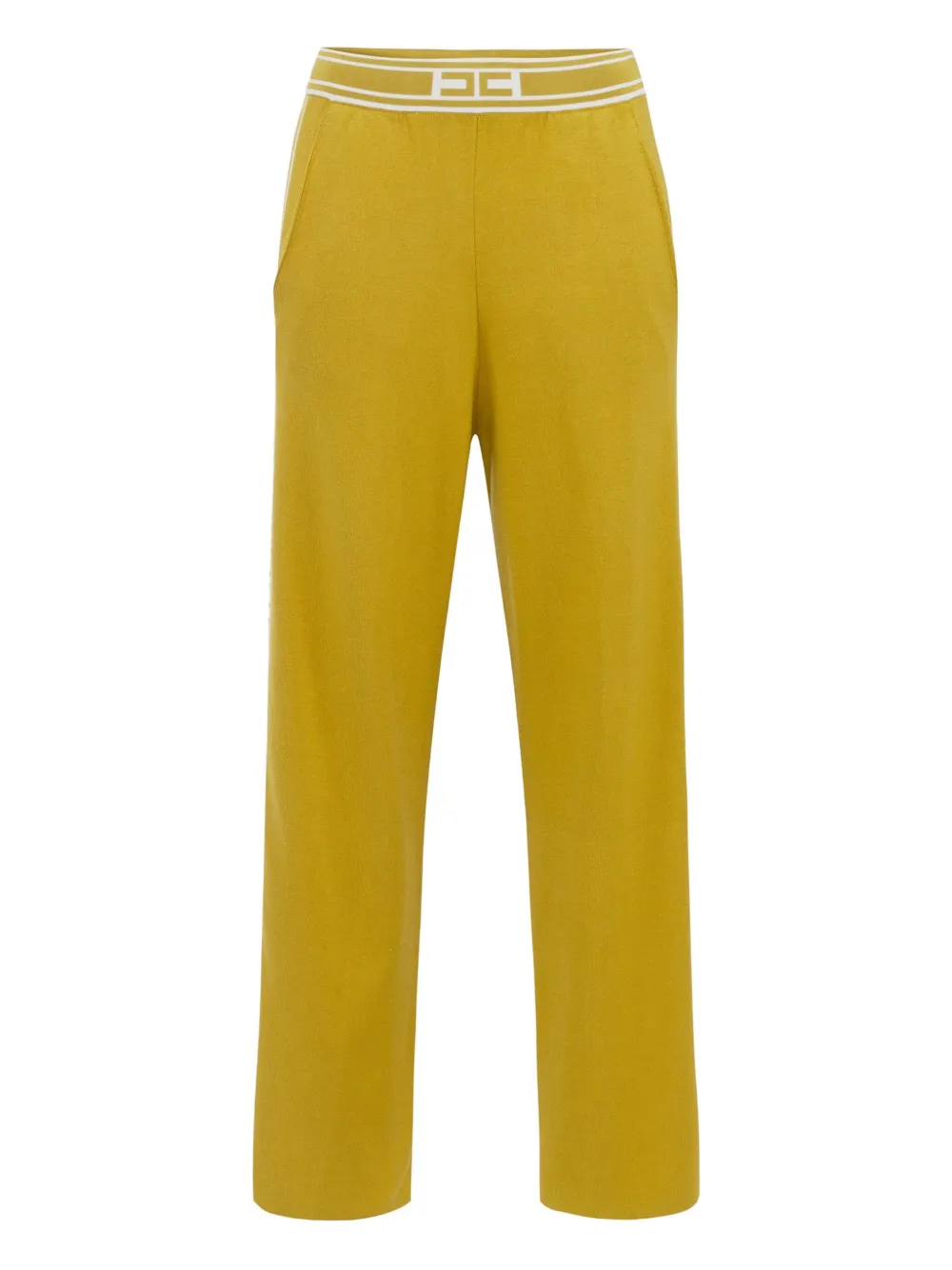 Elisabetta Franchi logo-band side-stripe trousers Geel