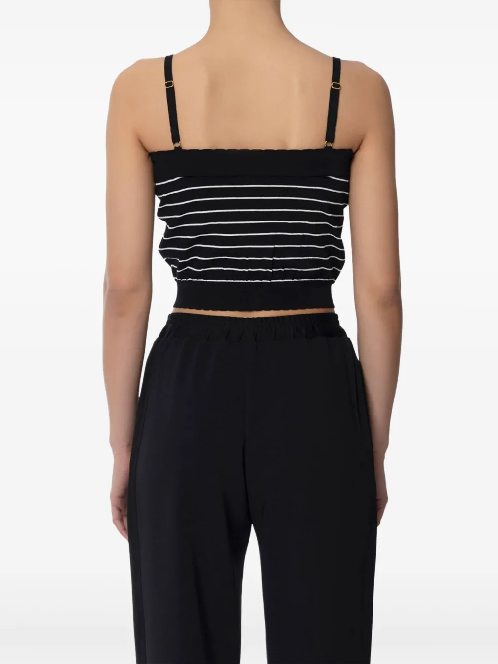 Elisabetta Franchi striped embroidered top Zwart