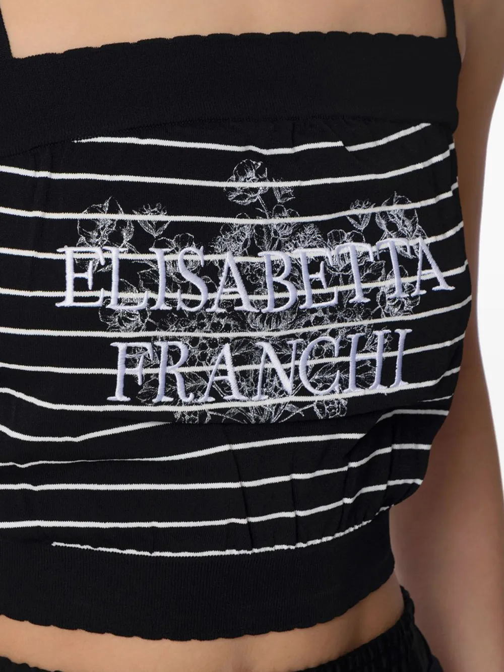 Elisabetta Franchi striped embroidered top Zwart