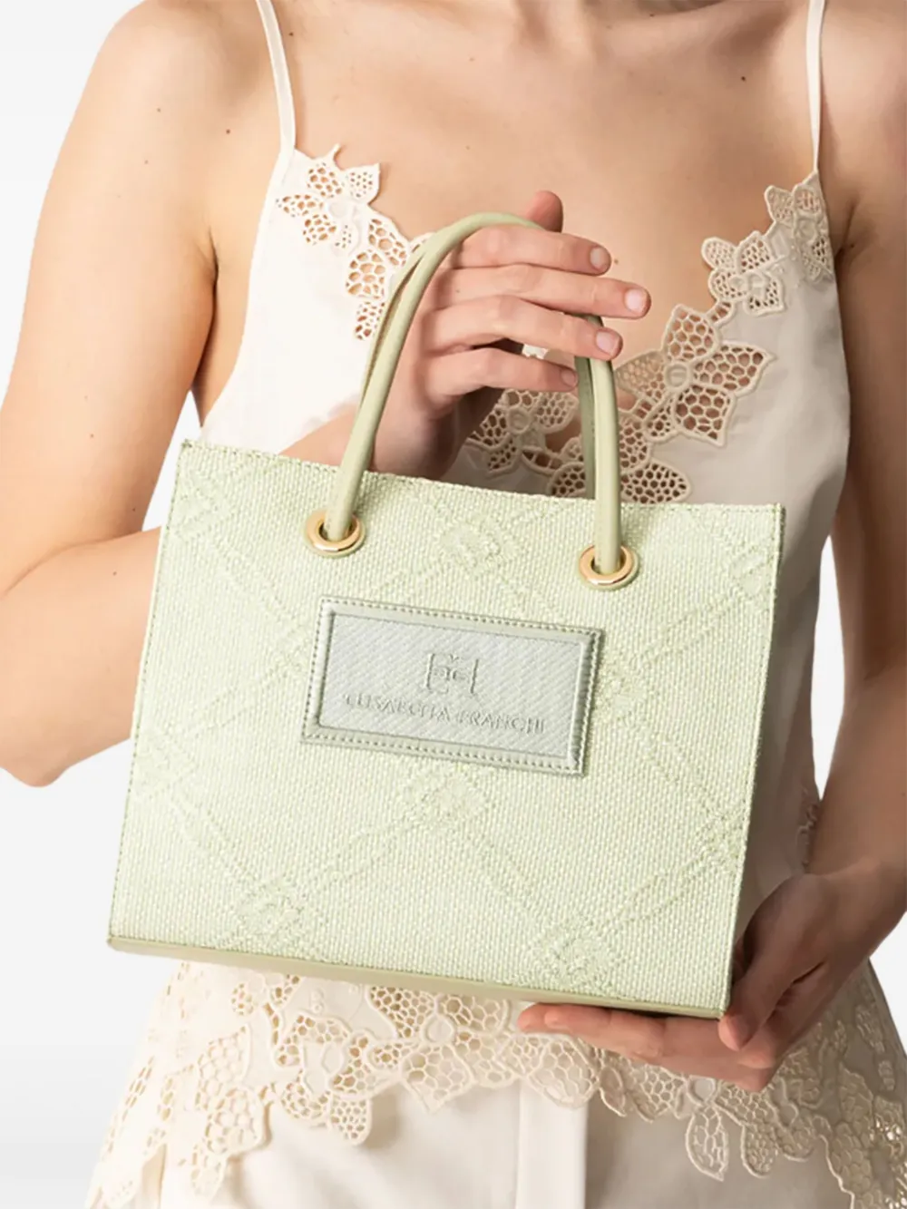 Elisabetta Franchi jacquard tote bag Groen