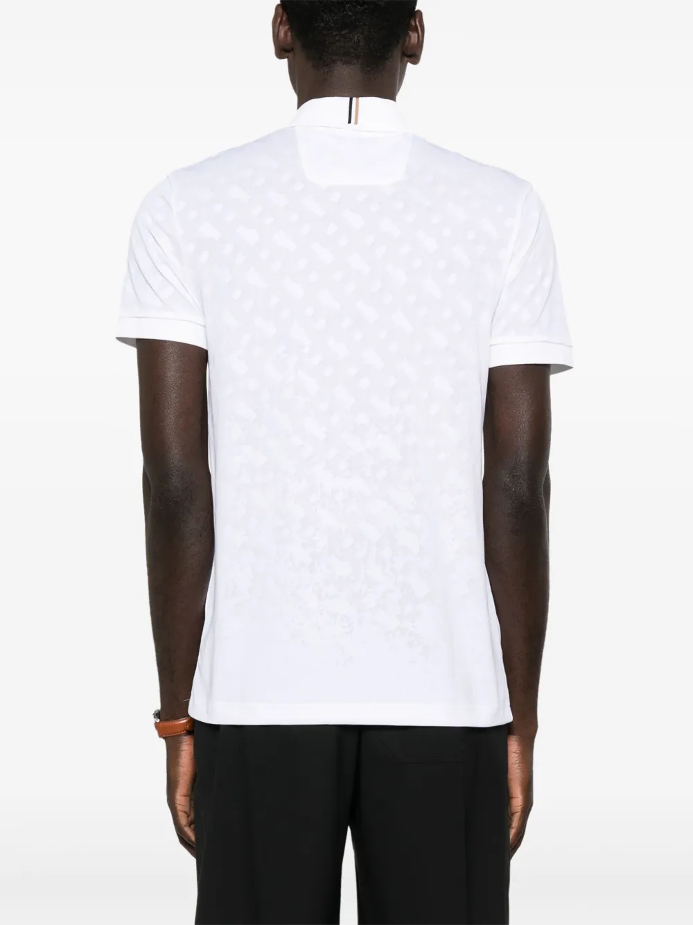 BOSS Poloshirt met monogram-jacquard Wit