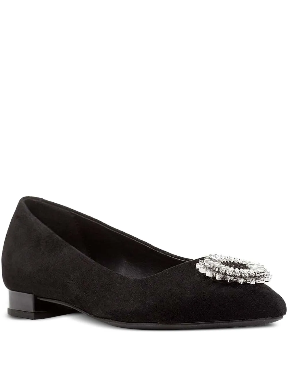 Geox Crystal-embellished Flat Pumps In Black