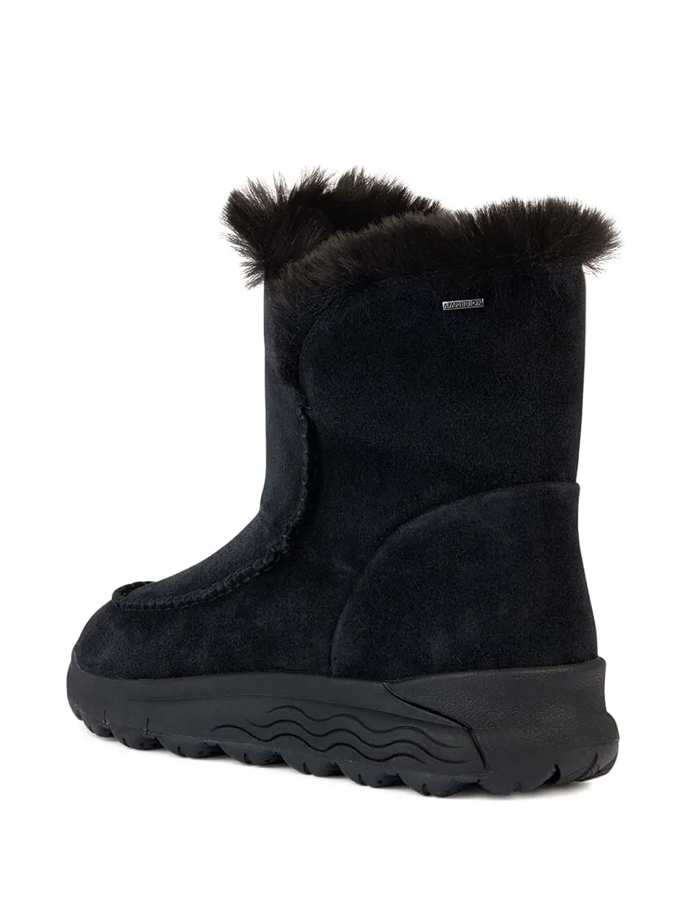 Geox Spherica 4x4 Abx Fur-trimmed Suede Boots In Black