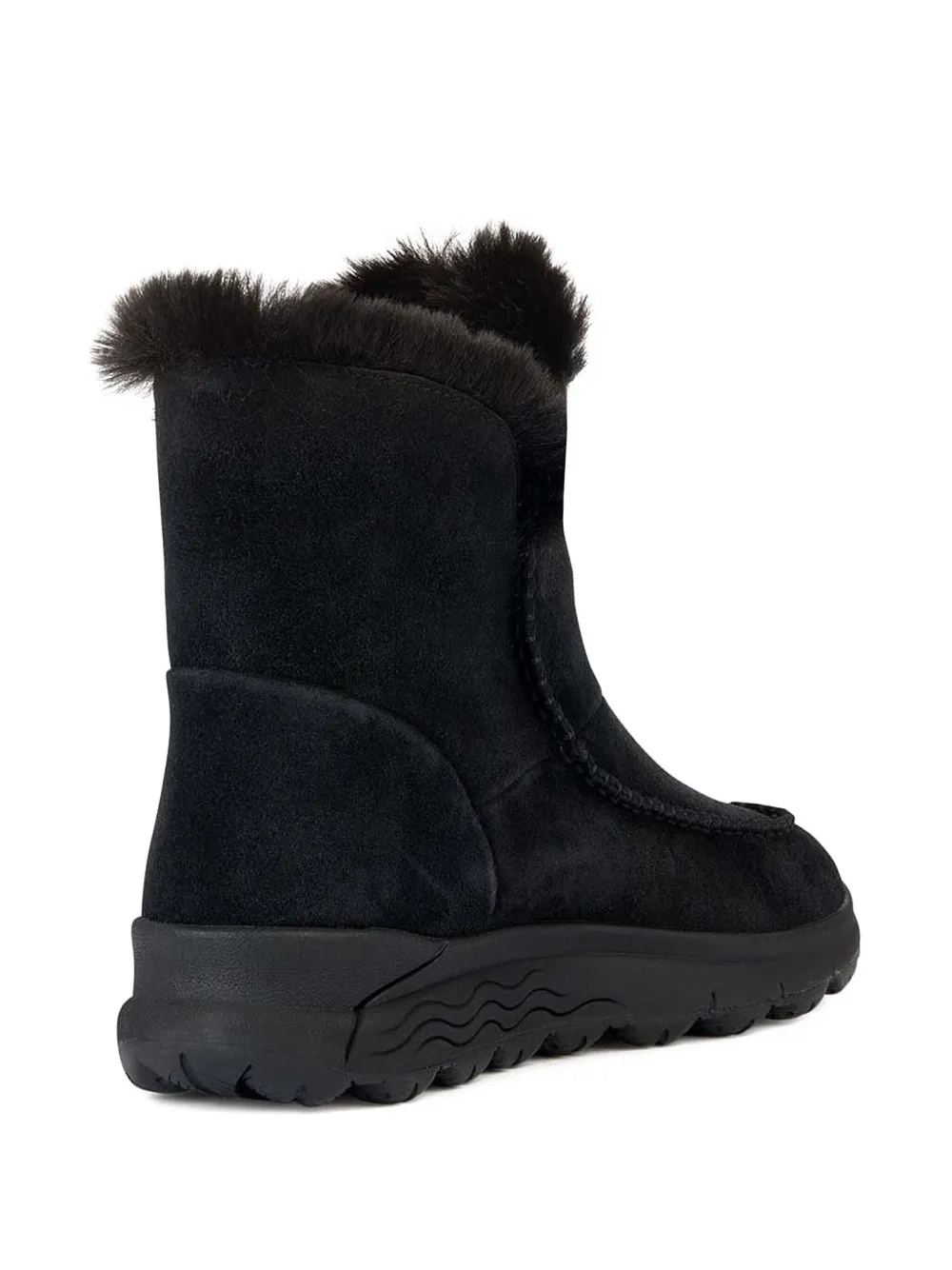 Geox Spherica 4x4 Abx Fur-trimmed Suede Boots In Black