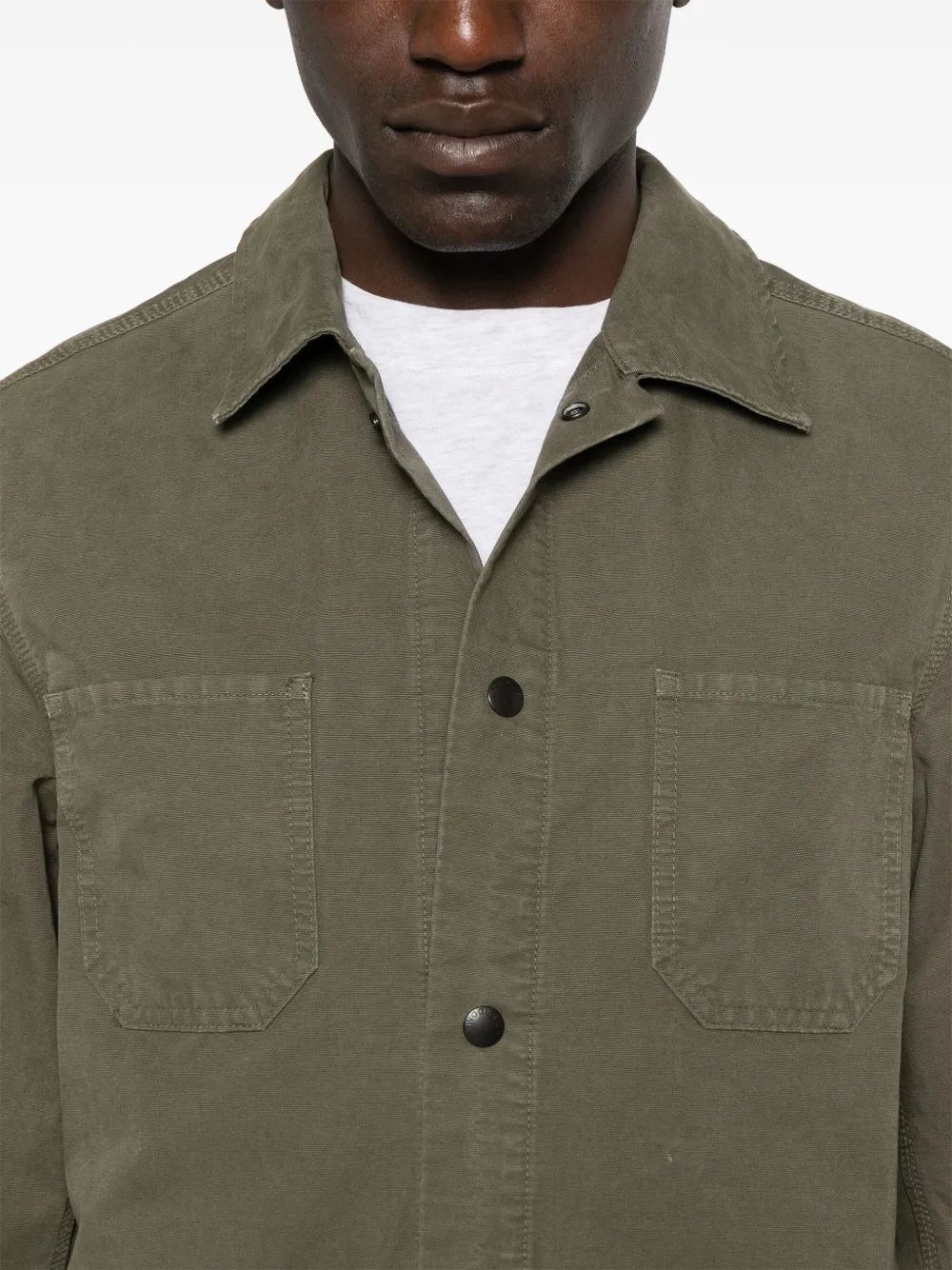 Woolrich Canvas shirtjack met geverfd effect Groen