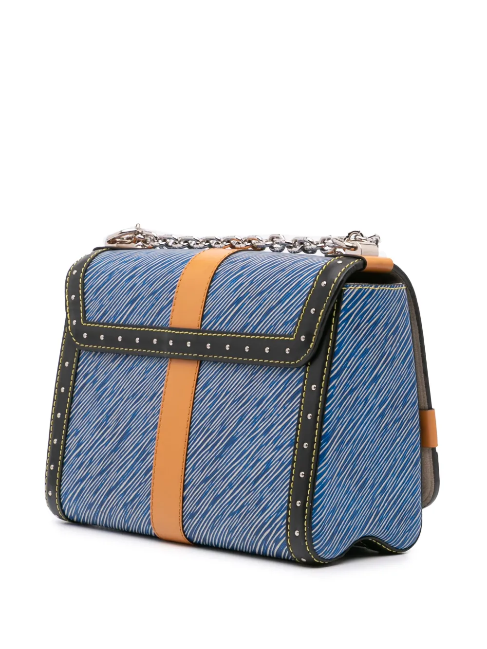 Pre-owned Louis Vuitton 2018 Epi Denim Trunks Twist Mm Crossbody Bag In Blue