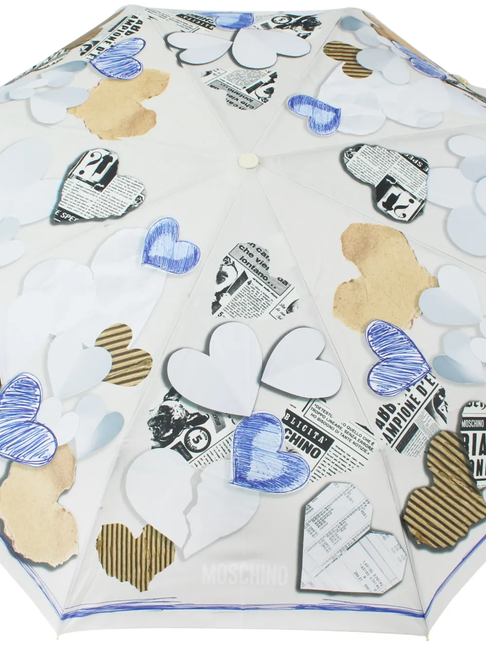 Moschino Heart-print Umbrella In Neutrals