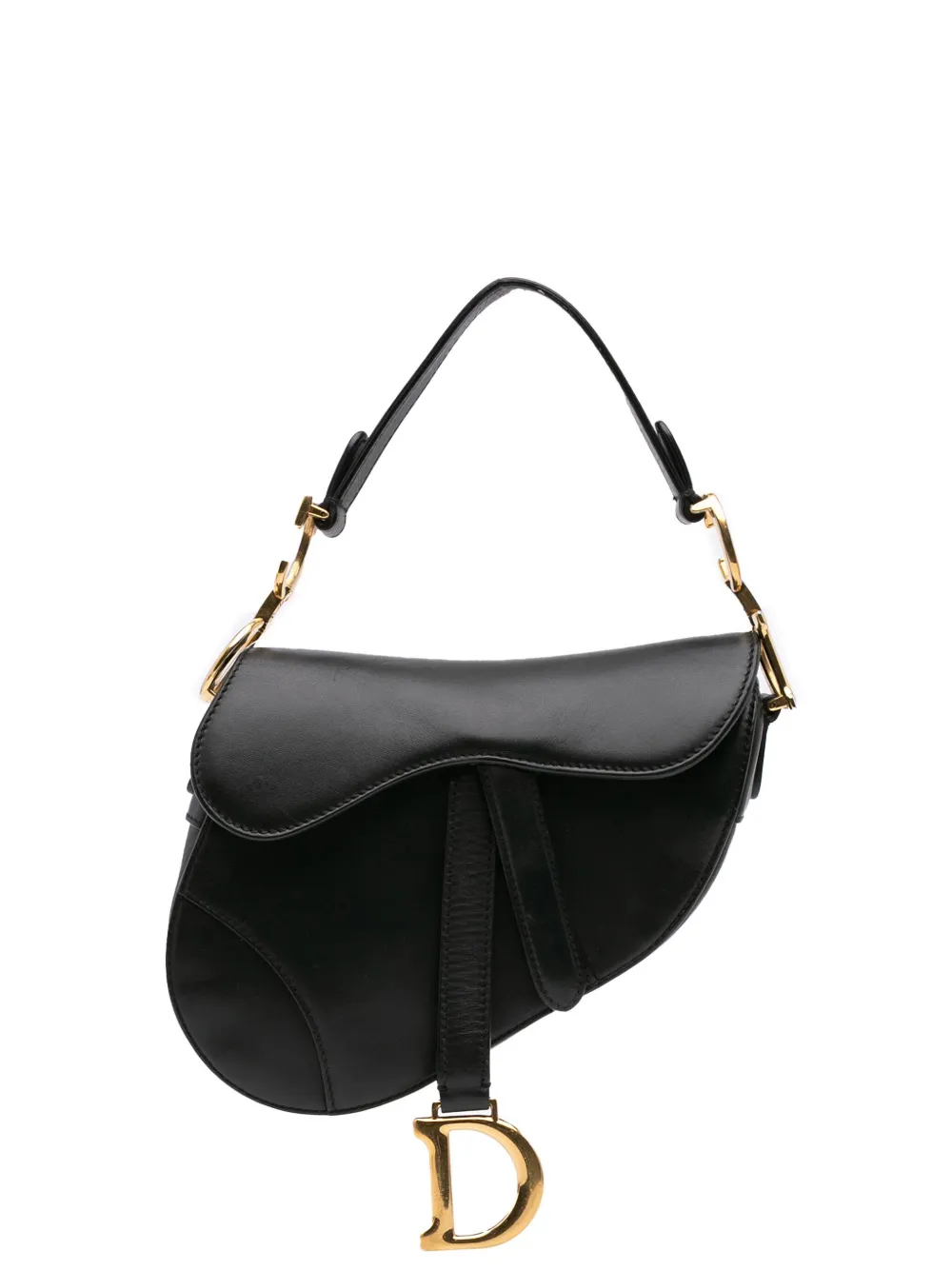 Christian Dior Pre-Owned 2018 ミニ レザー サドル サッチェルバッグ - BLACK Christian Dior Pre-Owned 2018 ミニ レザー サドル サッチェルバッグ - BLACK
