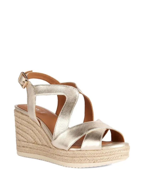 Geox Leather Wedge Espadrilles Gold FARFETCH GE
