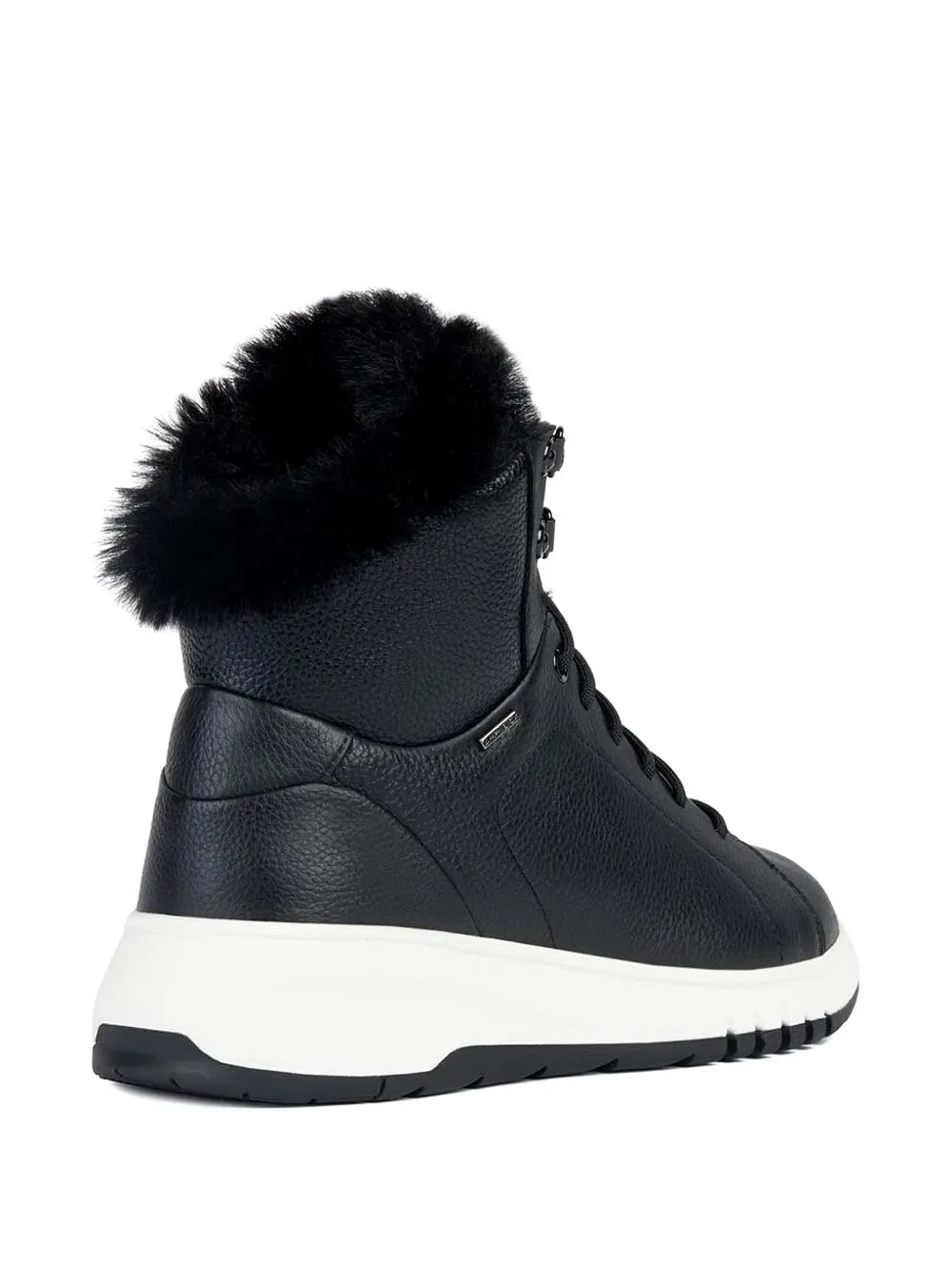 Geox Aerantis 4x4 Abx Lace-up Fur-trimmed Boots In Black