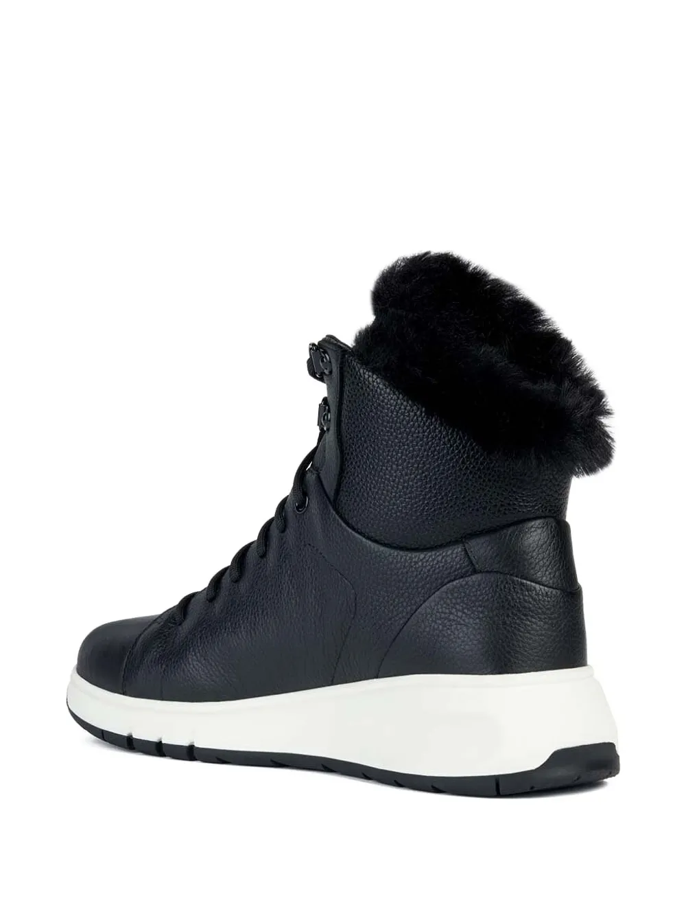 Geox Aerantis 4x4 Abx Lace-up Fur-trimmed Boots In Black