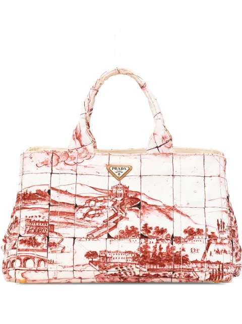 Prada Pre-Owned 2013-2024 Large Canvas Canapa Azulejos satchel