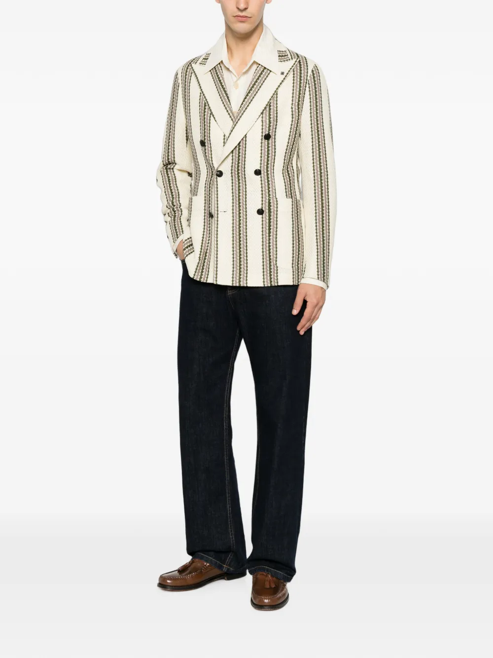 Tagliatore Gestreepte blazer Beige