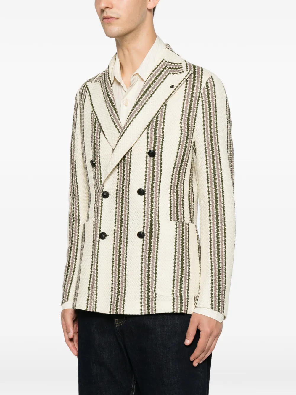 Tagliatore Gestreepte blazer Beige