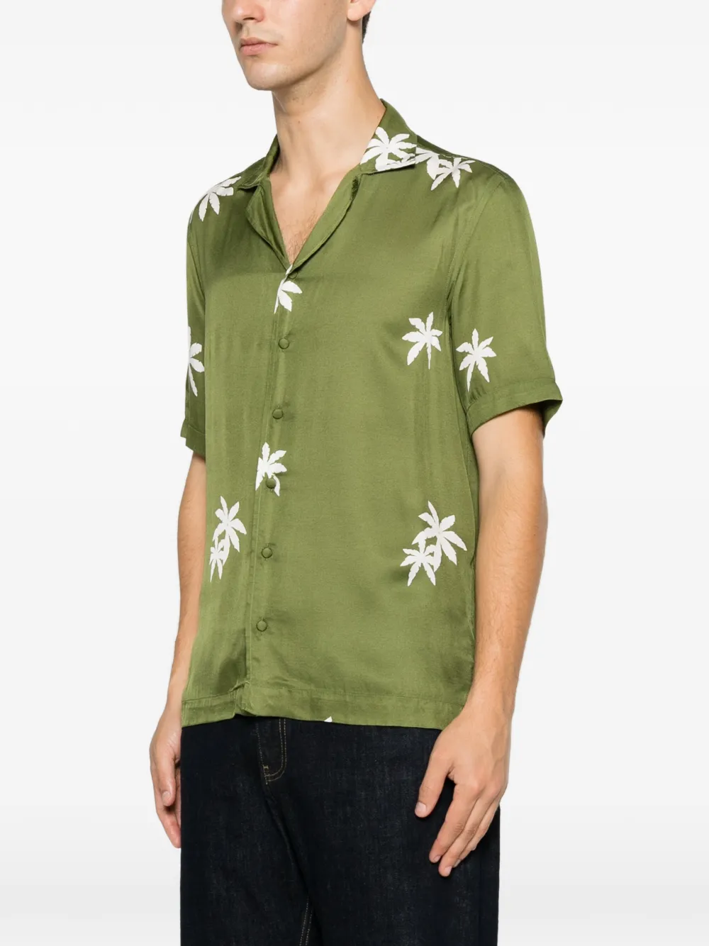 Tagliatore Hawaii overhemd met palmprint Groen