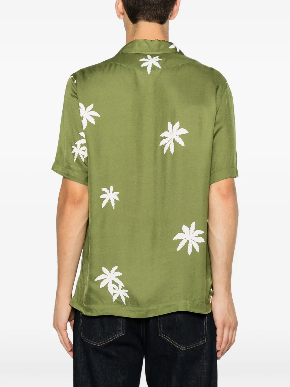 Tagliatore Hawaii overhemd met palmprint Groen