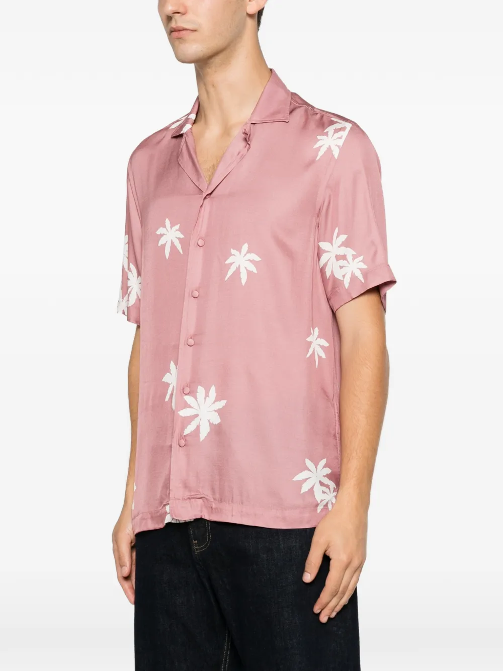 Tagliatore Hawaii overhemd met palmprint en korte mouwen Roze