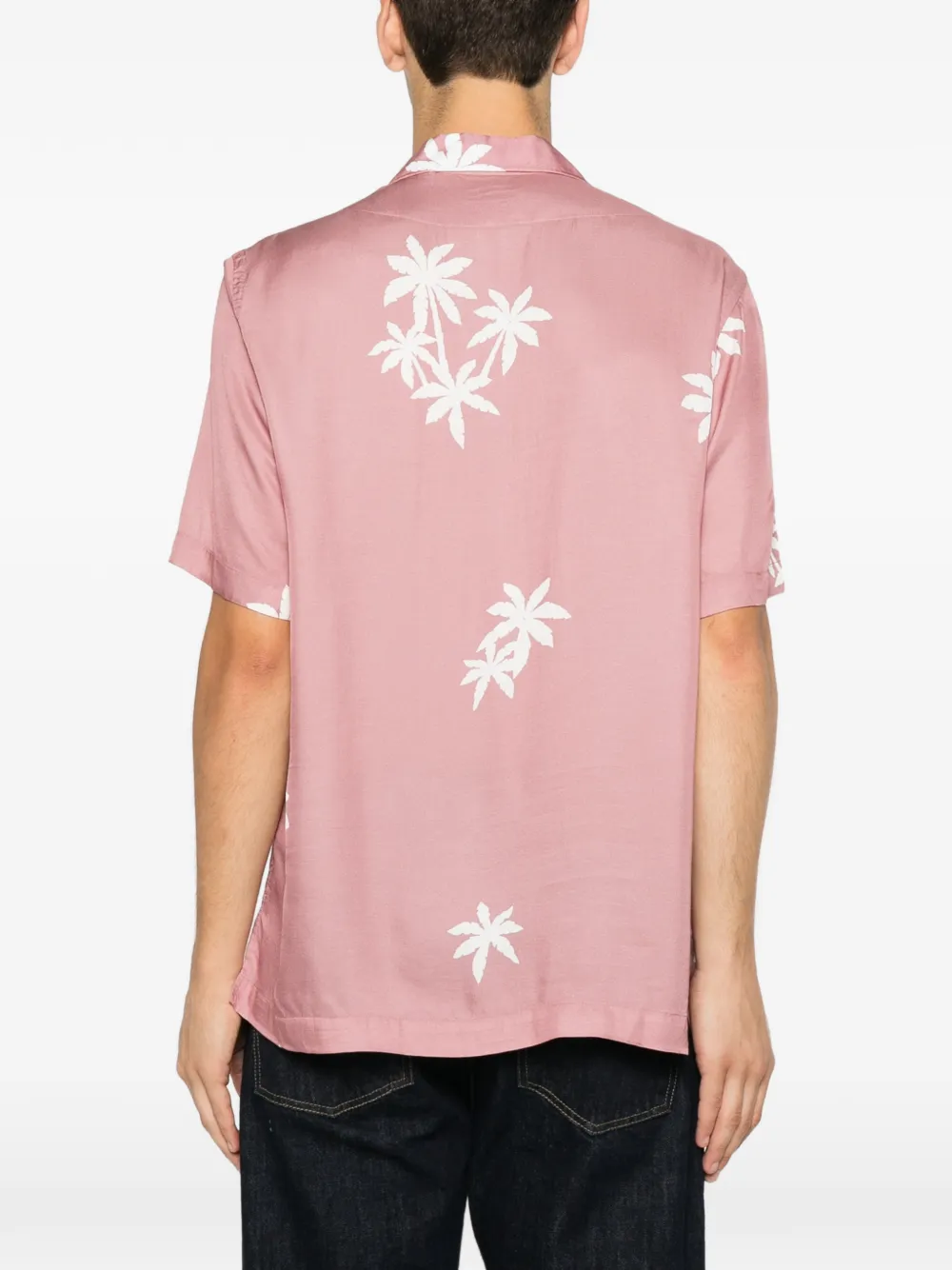 Tagliatore Hawaii overhemd met palmprint en korte mouwen Roze