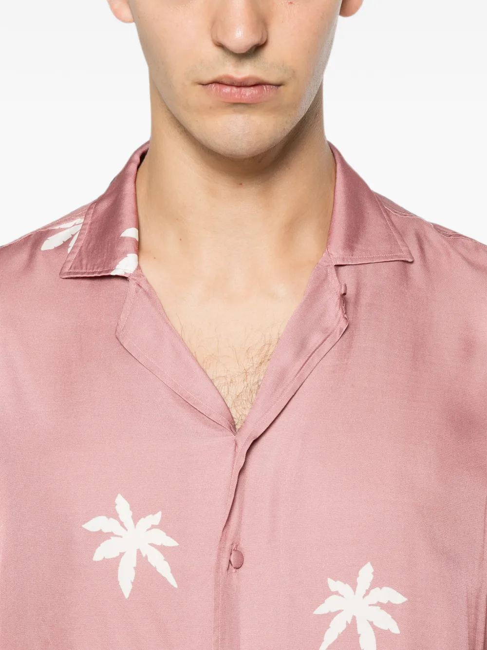 Tagliatore Hawaii overhemd met palmprint en korte mouwen Roze